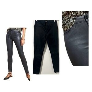 Anthropologie Paige Sz 29 Verdugo Ultra Skinny Coated Deep Lagoon Silk Jeans EUC